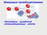 Иммунные тромбоцитопении. Обусловлены выработкой антитромбоцитарных антител