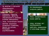 Не занятые в процессе общественного производства. Не стремящиеся получить работу: Не включаются в состав рабочей силы. учащиеся, студенты, слушатели, курсанты, обучающиеся в дневных учебных заведениях; лица, получающие пенсии занятые ведением домашнего хозяйства, уходом за детьми, больными родственн