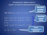 Линейная целевая функция. Линейные ограни-чения. Условия неотрицательности переменных. Развернутая форма записи задачи линейного программирования