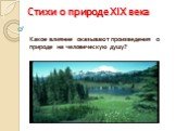 Стихи о природе XIX века. Какое влияние оказывают произведения о природе на человеческую душу?