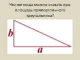 Что же тогда можно сказать про площадь прямоугольного треугольника?