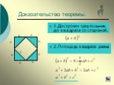 Доказательство теоремы. 1.Достроим треугольник до квадрата со стороной. a b с. 2.Площадь квадрата равна