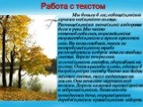 Работа с текстом. Мы вошли в лес, освеще(н,нн)ый лучами осе(н,нн)его солнца. Расчище(н,нн)ая песча(н,нн) ая дорожка вела к реке. Мы часто останавливались, пораже(н,нн)ые торжестве(н,нн)ой и яркой красотой леса. На пожелтевшей, никем не потревоже(н,нн)ой траве разноцветным ковром лежали опавшие листь