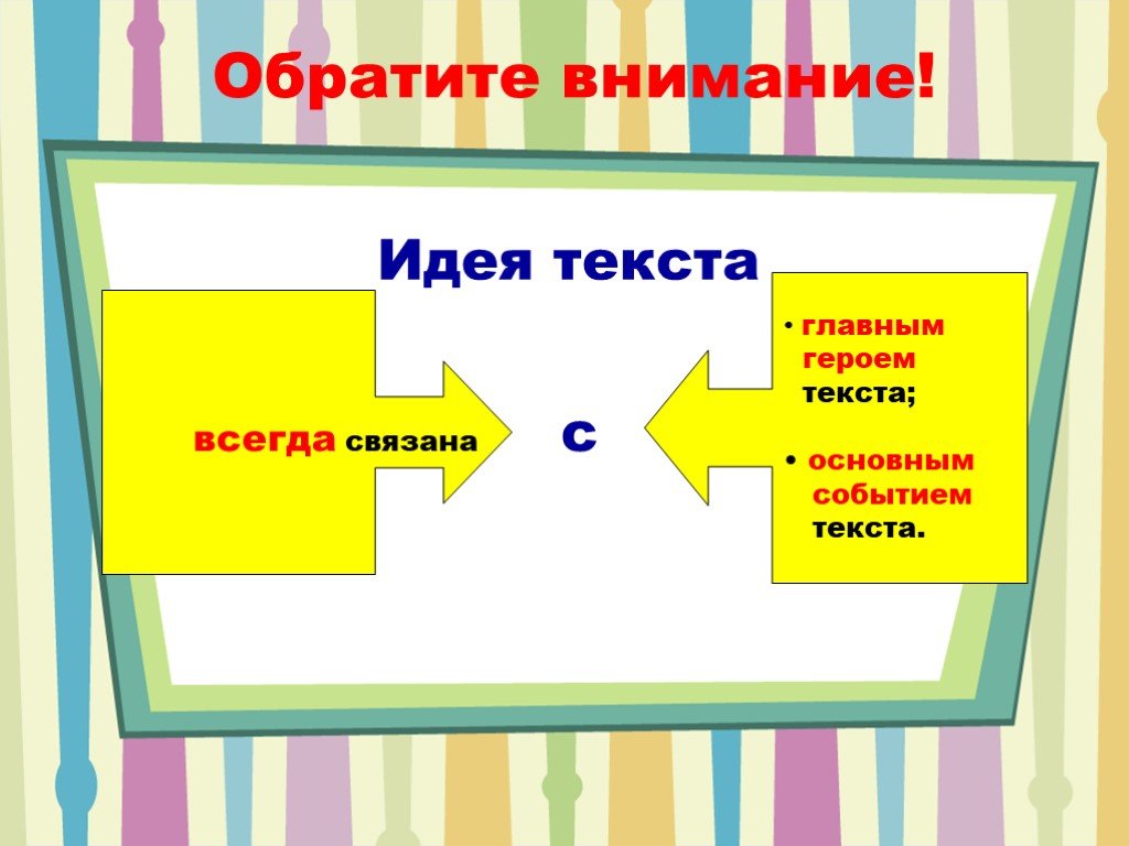 Идея слова. Идея текста. Схема работы с героем текста.. Певцы мысль текста.