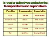 Irregular adjectives and adverbs: Comparatives and superlatives