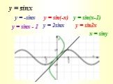 y = sinx у = -sinx y = sin(-x) y = sin(x-1) у = sinx - 1 у = 2sinx y = sin3x x = siny