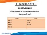 2 МАРТА 2017 г. ВИЗИТ-ЛЕКЦИЯ «Введение в проектирование» (Актовый зал)