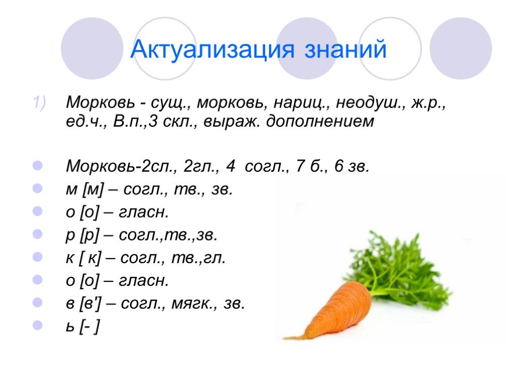 Морковь схема слова 1 класс