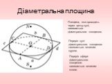 Діаметральна площина. Площина, яка проходить через центр кулі, називається діаметральною площиною. Переріз кулі діаметральною площиною називається великим кругом. Переріз сфери діаметральною площиною називається великим колом.