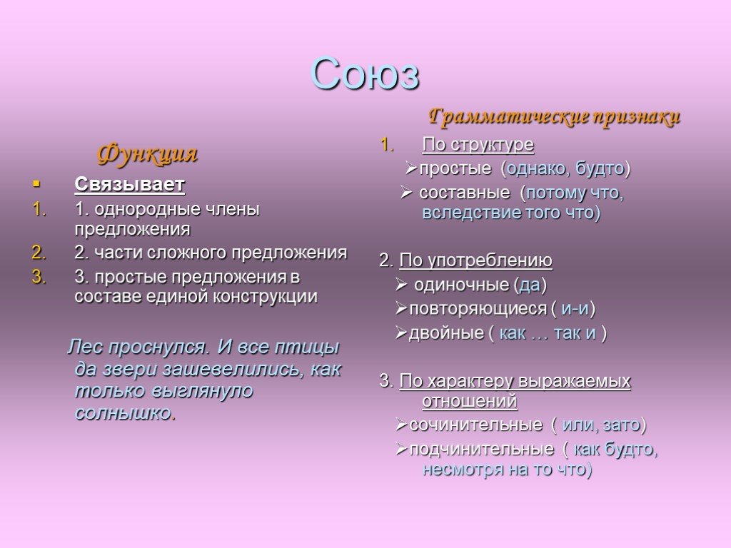 Функции союзов. Функция Союза в предложении. Функция Союза Иль.