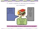 С какой стороны от рисунка расположены местоимения? Те, эти столько они все каждые любые наши твои. Три книги Две книги с красным переплетом, одна в зеленом. Вместо каких именных частей речи используются местоимения? Местоимение указывает на предмет признак количество