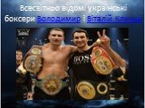 Всесвітньо відомі українські боксери Володимир і Віталій Клички