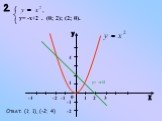 y= -x+2 . у= -х+2 Ответ: (1; 1), (-2; 4)