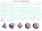 Школа Пифагора. Одной из самых первых и самых известных школ была пифагорейская (VI-V вв. до н.э.), названная так в честь своего основателя Пифагора. Объяснение устройства мира пифагорейцы тесно связывали с геометрией. Так, выделяя первоосновы бытия, они приписывали их атомам форму правильных многог