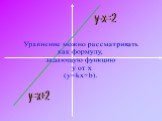 Уравнение можно рассматривать как формулу, задающую функцию y от x (y=kx+b).