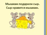 Мышкам подарили сыр. Сыр нравится мышкам.