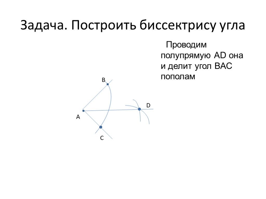 Построить угол биссектрису отрезок