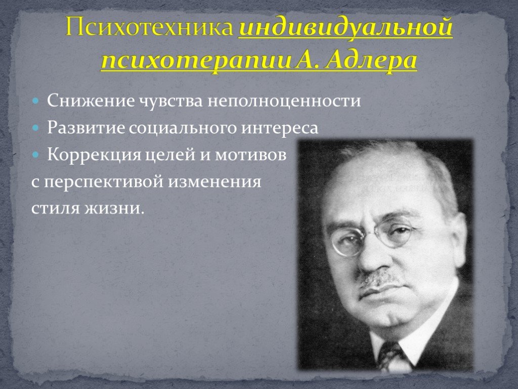 Теория техник. Основатель индивидуальной психотерапии. Основоположник психотерапии. Психодинамическое направление в психотерапии. Индивидуальная психология представители.