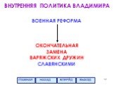 ВОЕННАЯ РЕФОРМА. ОКОНЧАТЕЛЬНАЯ ЗАМЕНА ВАРЯЖСКИХ ДРУЖИН СЛАВЯНСКИМИ