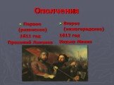 Ополчения. Первое (рязанское) 1611 год Прокопий Ляпунов. Второе (нижегородское) 1612 год Козьма Минин