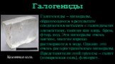 Галогениды. Галогениды – минералы, образующиеся в результате соединения металлов с галоидными элементами, такими как хлор, бром, фтор, иод. Эти минералы очень мягкие, многие хорошо растворяются в воде. Однако это очень распространённые минералы. Представители этой группы – галит (поваренная соль), ф