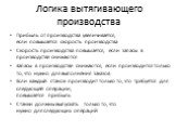 Логика вытягивающего производства. Прибыль от производства увеличивается, если повышается скорость производства Скорость производства повышается, если запасы в производстве снижаются Запасы в производстве снижаются, если производится только то, что нужно для выполнения заказов Если каждый станок про