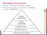 Мотивация исполнителя. Мотивы человеческого поведения имеют определеннуюиерархию (она обычно называется «пирамидой Маслова»)