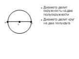 Диаметр делит окружность на две полуокружности Диаметр делит круг на два полукруга