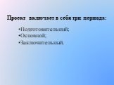 Проект включает в себя три периода: Подготовительный; Основной; Заключительный.