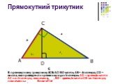 Прямокутний трикутник. А С В D b а c a C. В прямокутному трикутнику АСВ: АС і ВС-катети, АВ – гіпотенуза, CD – висота, яка проведена з прямого кута до гіпотенузи. AD – проекція катета АС на гіпотенузу, позначають , BD - проекція катета СВ на гіпотенузу позначають Вивичити!