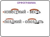 ИЗВЕСТНЫЙ – ВЕСТЬ ПОЗДНИЙ – ОПОЗДАТЬ