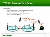 TETRA. Internal Interfaces. Интерфейсы: ISI (Inter-System Interface) – между различными сетями TETRA; AIR IF – между базовой станцией и MS; TEI (Terminal Equipment Interface) – между MS и ПК DMO – между несколькими MS.