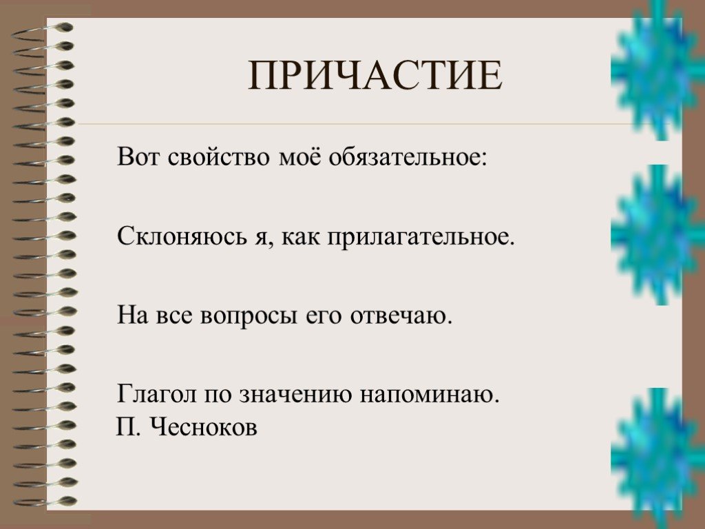 Урок по русскому языку причастие 7 класс