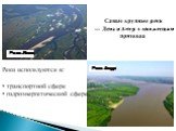 Самые крупные реки — Лена и Амур с множеством притоков. Река Амур Река Лена. Реки используются в: транспортной сфере гидроэнергетической сфере