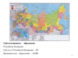 Публично-правовые образования: Российская Федерация Субъекты Российской Федерации – 83 Муниципальные образования – 24 296