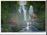 «Медведи у водопада» 2006-2007, холст, масло 80х105