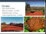 Почвы. Красные почвы Красно-бурые почвы Коричневые почвы Серо-коричневые почвы