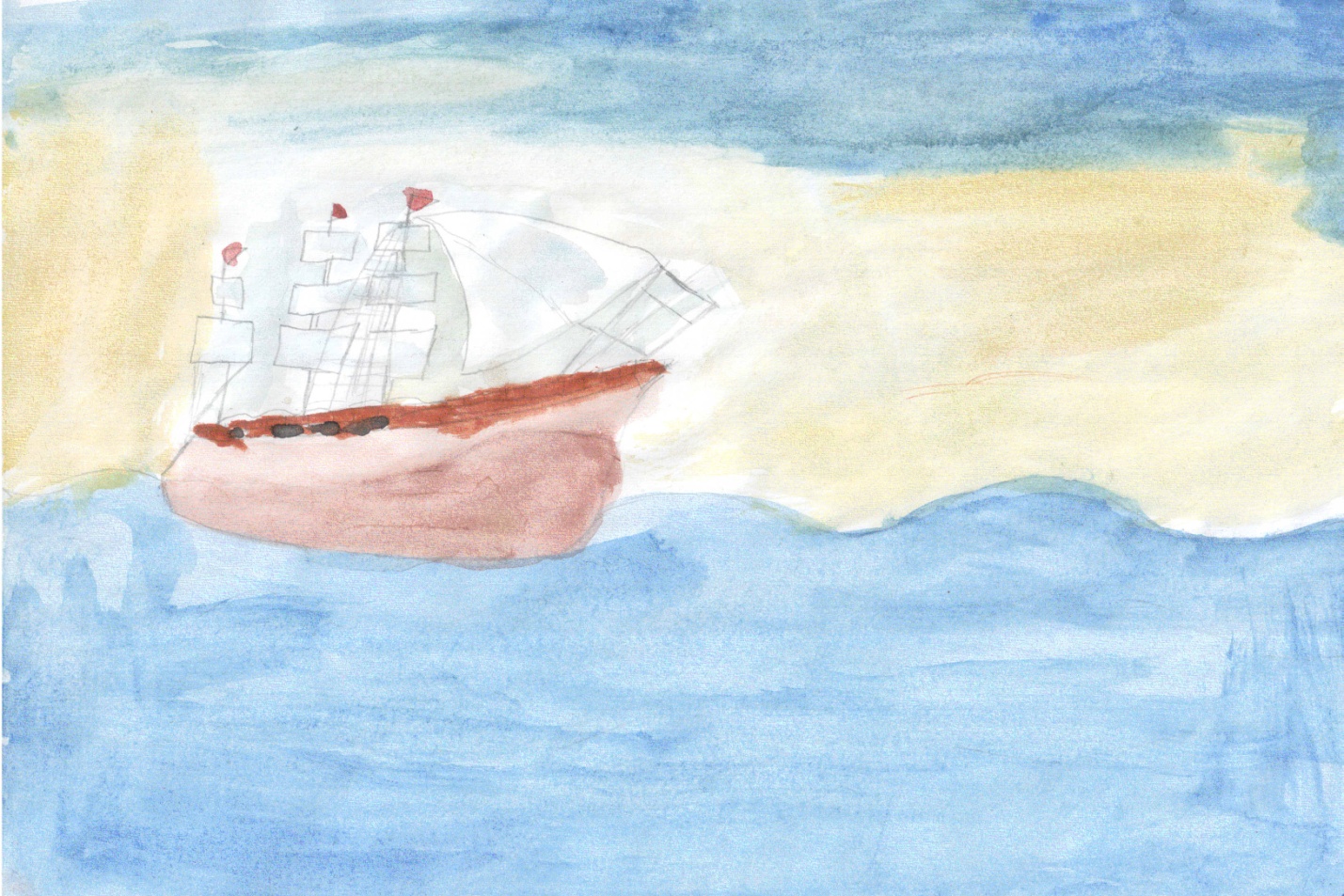 Морской пейзаж детский рисунок