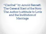 «claribel» by arnold bennett