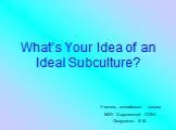 What’s your idea of an ideal subculture (что вы думаете об идеальной субкультуре)